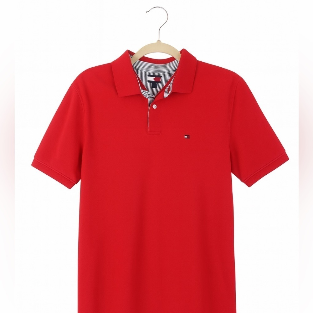 Tommy Hilfiger Mens Stretch Slim Fit Pique Polo Shirt Large. Size Chart in Photo